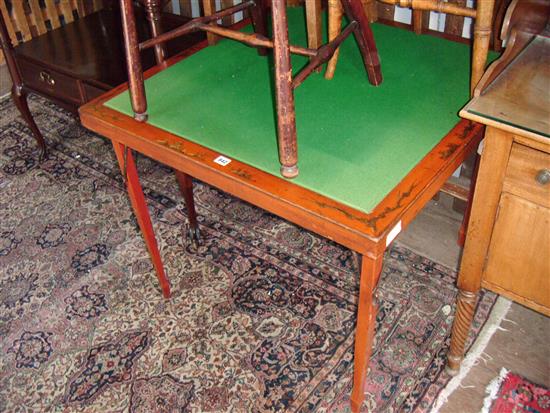 Red lacquer folding bridge table